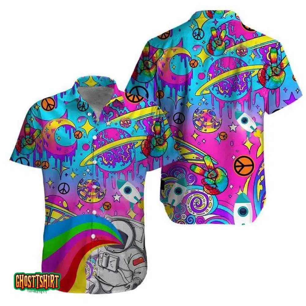 Colorful Hippie Space Pink Aloha Hawaiian Shirt