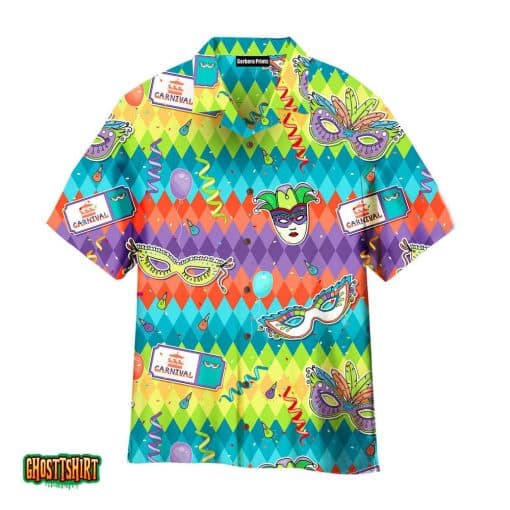 Colorful Mardi Gras Carnival Pattern Colorful Aloha Hawaiian Shirt