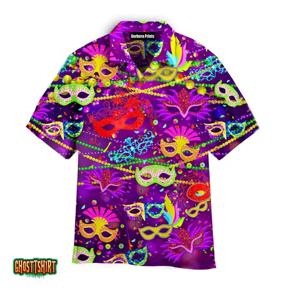 Colorful Mask Mardi Gras Aloha Hawaiian Shirt