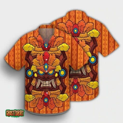 Cool Tiki Tropical Orange Aloha Hawaiian Shirt
