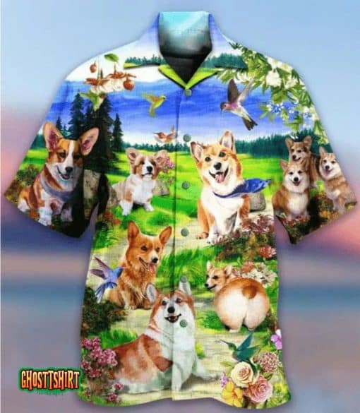 Corgi Cute Dog Brown Aloha Hawaiian Shirt