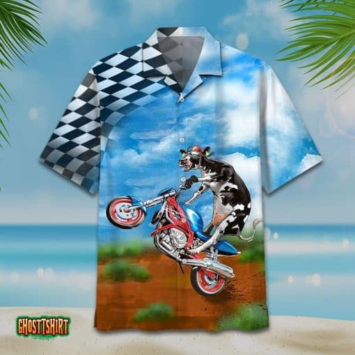 Cow Racing Fun Aloha Hawaiian Shirt