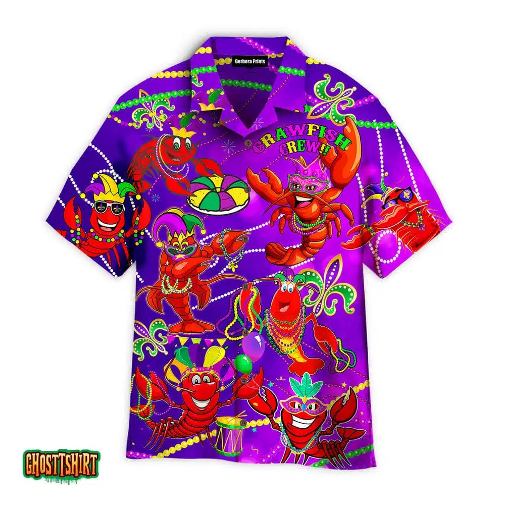 Crayfish Mardi Gras Crawfish Violet Aloha Hawaiian Shirt