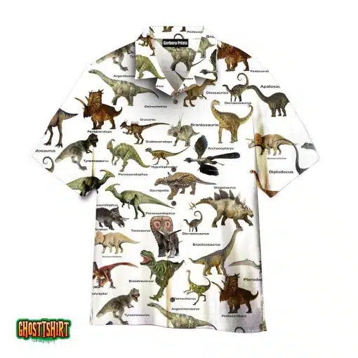 Cretaceous Dinosaurs Types Of Dinosaurs White Aloha Hawaiian Shirt