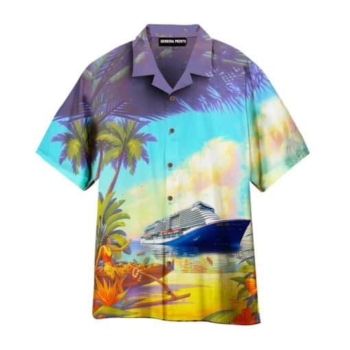 Cruises Ship On The Beach Tropical Aloha Hawaiian Shirt