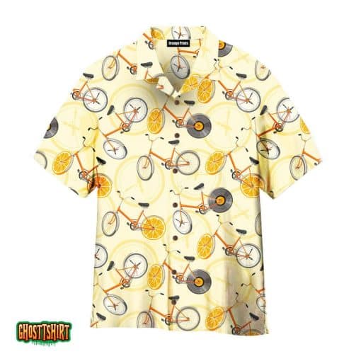 Cute Bikes With Oranges Retro Bicycles Aloha Hawaiian Shirt