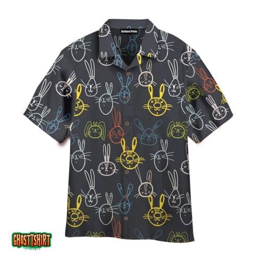 Cute Bunny On Easter Day Grey Aloha Hawaiian Shirt