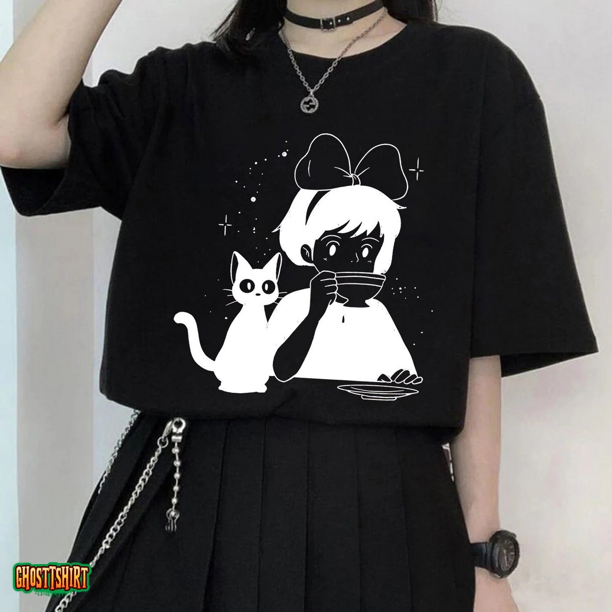 Cute Kiki Tea Time Shirt, Kiki's Delivery, Kiki Ghibli, Ghibli Anime