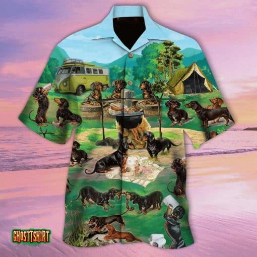 Dachshund Go Camping Aloha Hawaiian Shirt