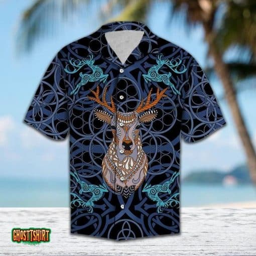 Deer Blue Mandala Aloha Hawaiian Shirt