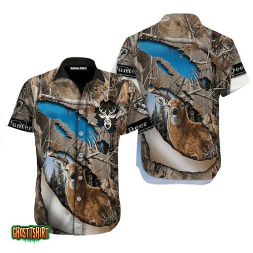 Deer Tropical Brown Aloha Hawaiian Shirt