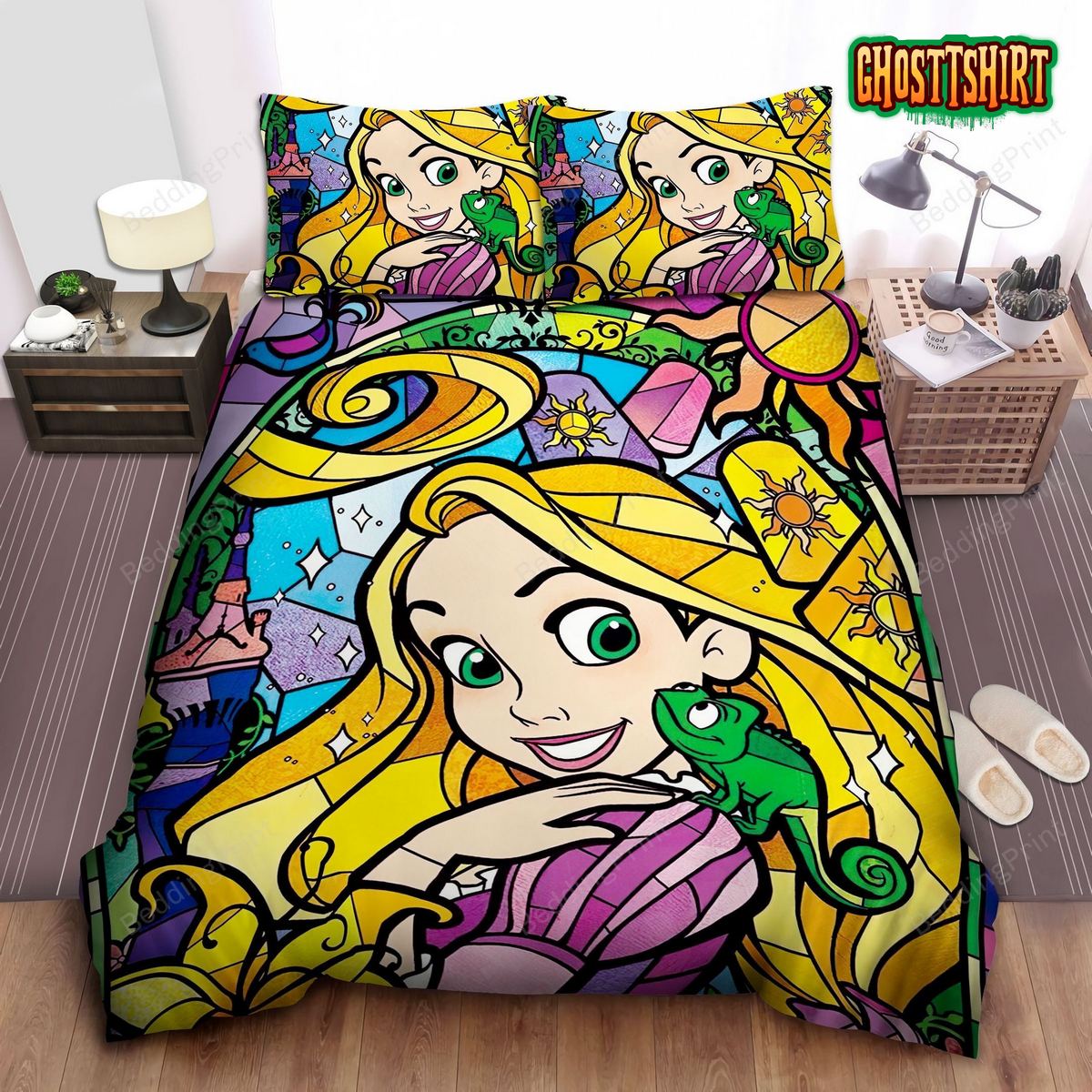 Disney Princess Rapunzel And Pascal Bed Sheet Duvet Cover Bedding Set 2683