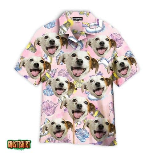 Dog And Summer Unicorn On Pink Aloha Hawaiian Shirt