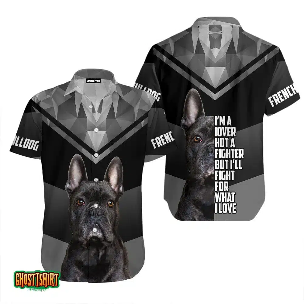 Dog Black French Bull Dog Black And Gray Aloha Hawaiian Shirt