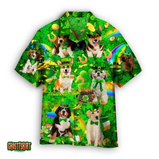 Dog Love Irish Patricks Day Aloha Hawaiian Shirt