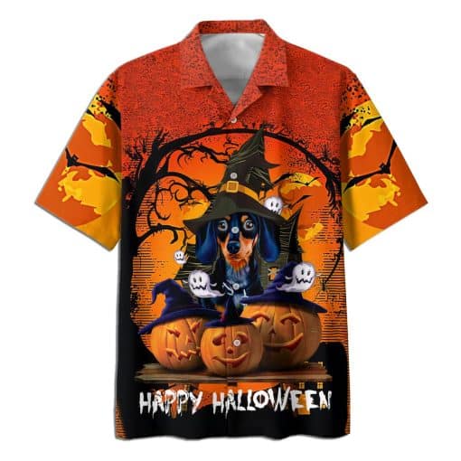 Dogs Hatwitch Pumpkin Happy Hallloween Aloha Hawaiian Shirt
