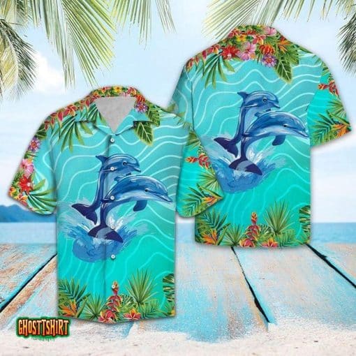 Dolphin Blue Aloha Hawaii Shirt For Men Women