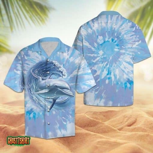 Dolphin Blue Beach Aloha Hawaiian Shirt