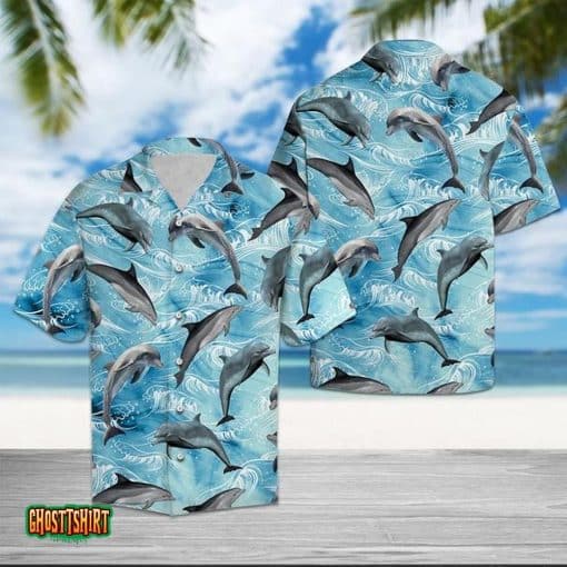 Dolphin Wave Water Aloha Hawaiian Shirt