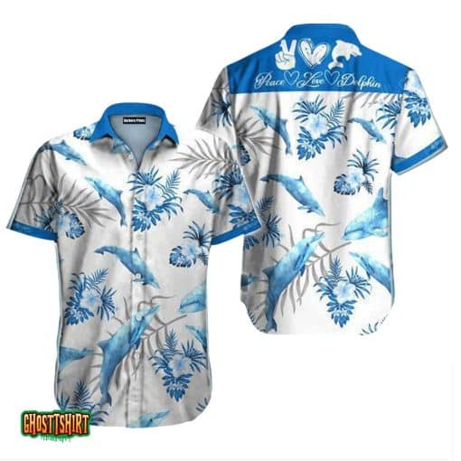 Dolphin Whtie Aloha Hawaiian Shirt