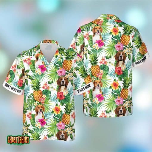 Dont Mess With Beagle Mom Green Aloha Hawaiian Shirt