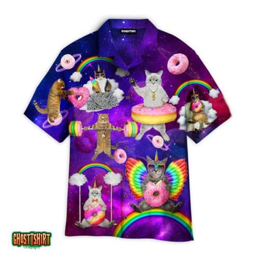 Donut Cat In Amazing Galaxy Aloha Hawaiian Shirt