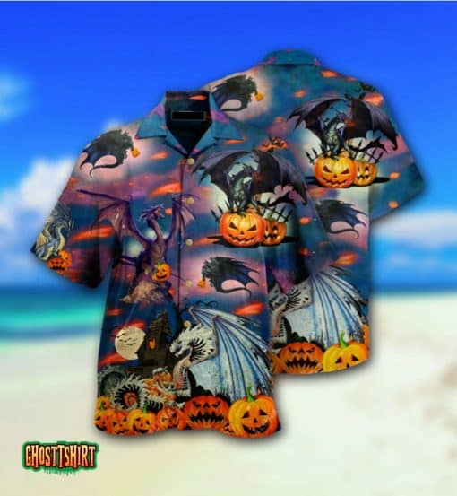 Dragon And Halloween Aloha Hawaiian Shirt