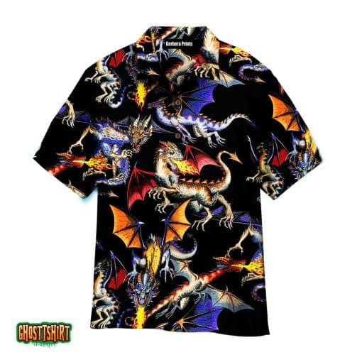 Dragon Animal Black Aloha Hawaiian Shirt