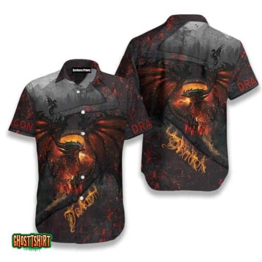 Dragon Fire Art Black Aloha Hawaiian Shirt