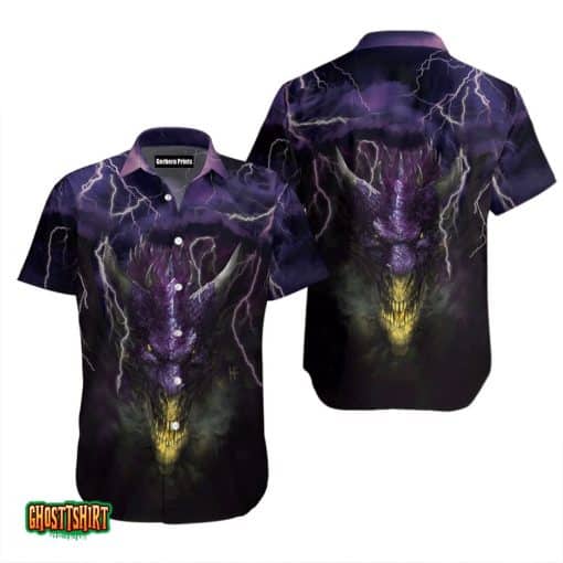 Dragon Head Lightning Purple Aloha Hawaiian Shirt