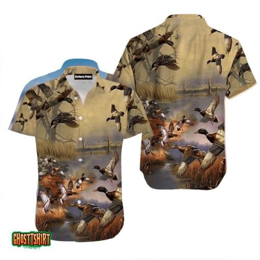 Duck Hunting Brown Aloha Hawaii Shirt For Men Women