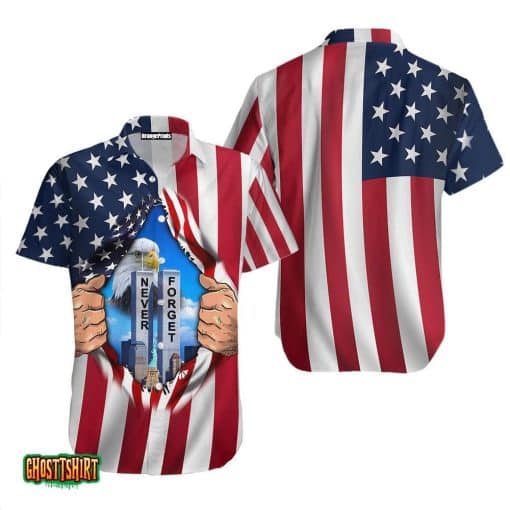 Eagle American Flag Twin Towers Patriot Day Aloha Hawaiian Shirt