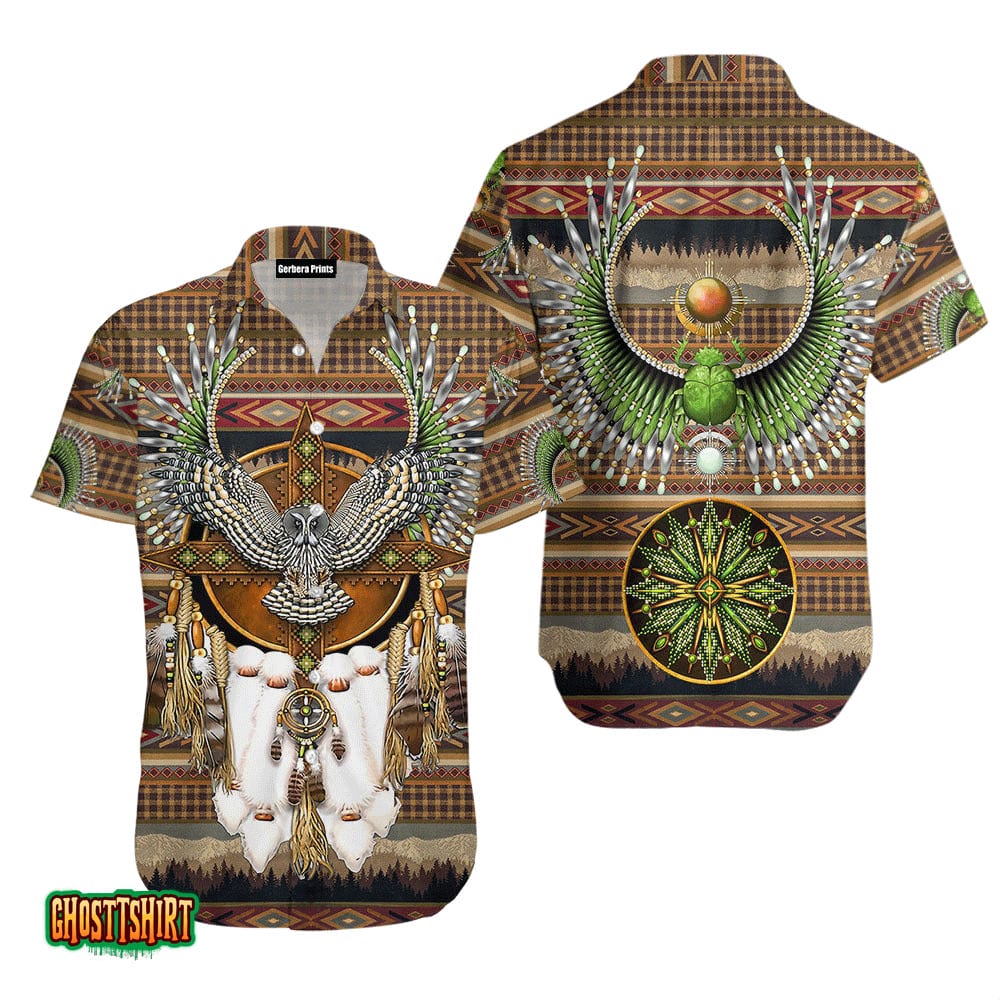 Eagle Native Pattern Brown Aloha Hawaiian Shirt