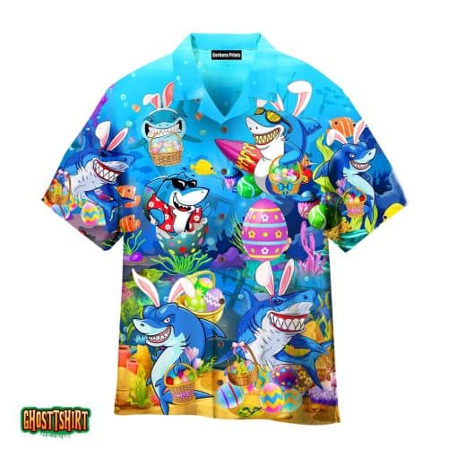 Easter Shark Let’s Enjoy Easter With Sharks Under The Ocean Aloha Hawaiian Shirt