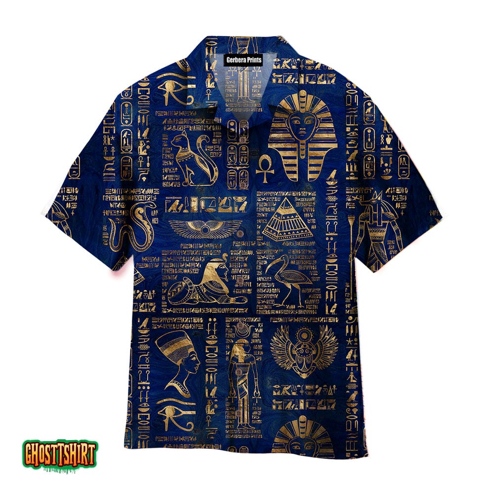 Egyptian Hieroglyphs And Deities Aloha Hawaiian Shirt