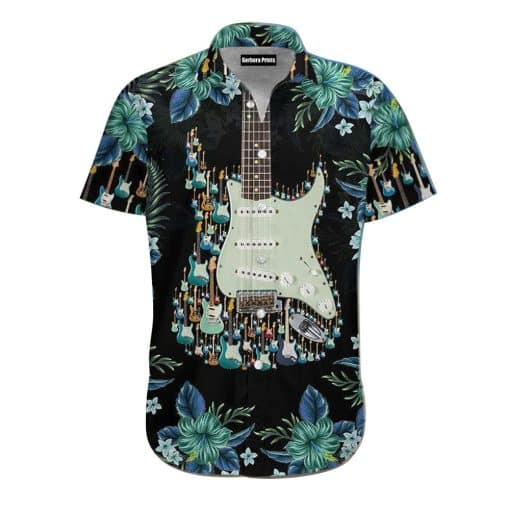 Electric Guitar Unisex Black Aloha Hawaiian Shirt