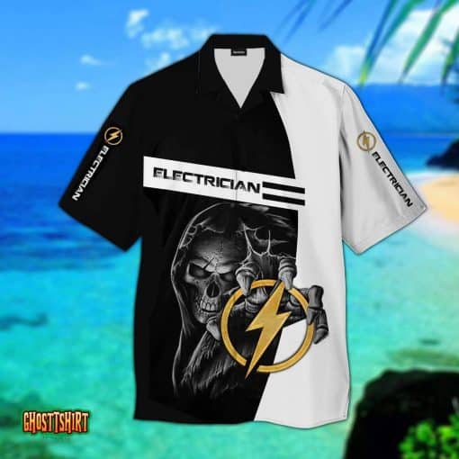 Electrician Death Black White Aloha Hawaiian Shirt