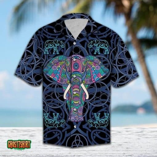 Elephant Blue Mandala Aloha Hawaiian Shirt