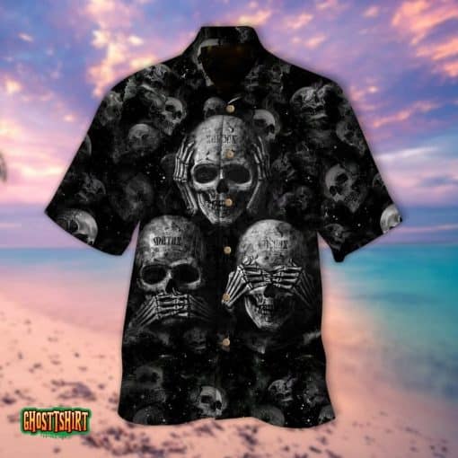 Emotion Skull Pattern Black Halloween Aloha Hawaiian Shirt