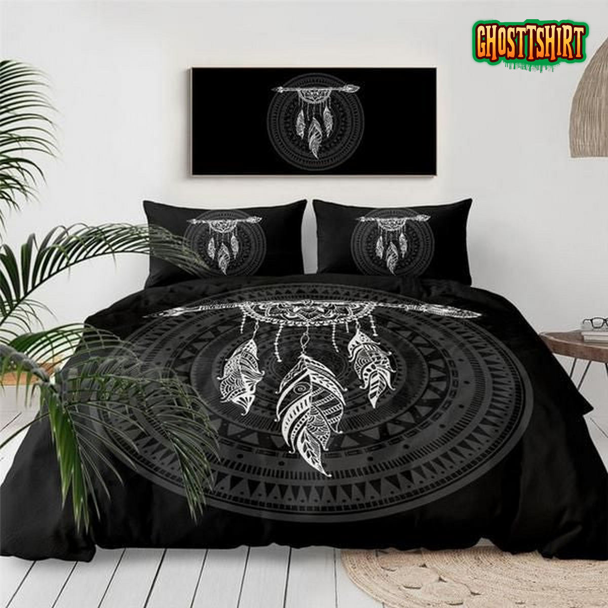 Ethnic Black Dreamcatcher Bed Sheets Duvet Cover Bedding Set