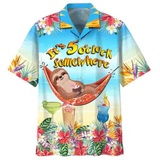 Famille Sloth 5 Somewhere Aloha Hawaiian Shirt