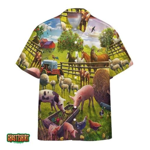 Farm Animal Colourful Aloha Hawaiian Shirt