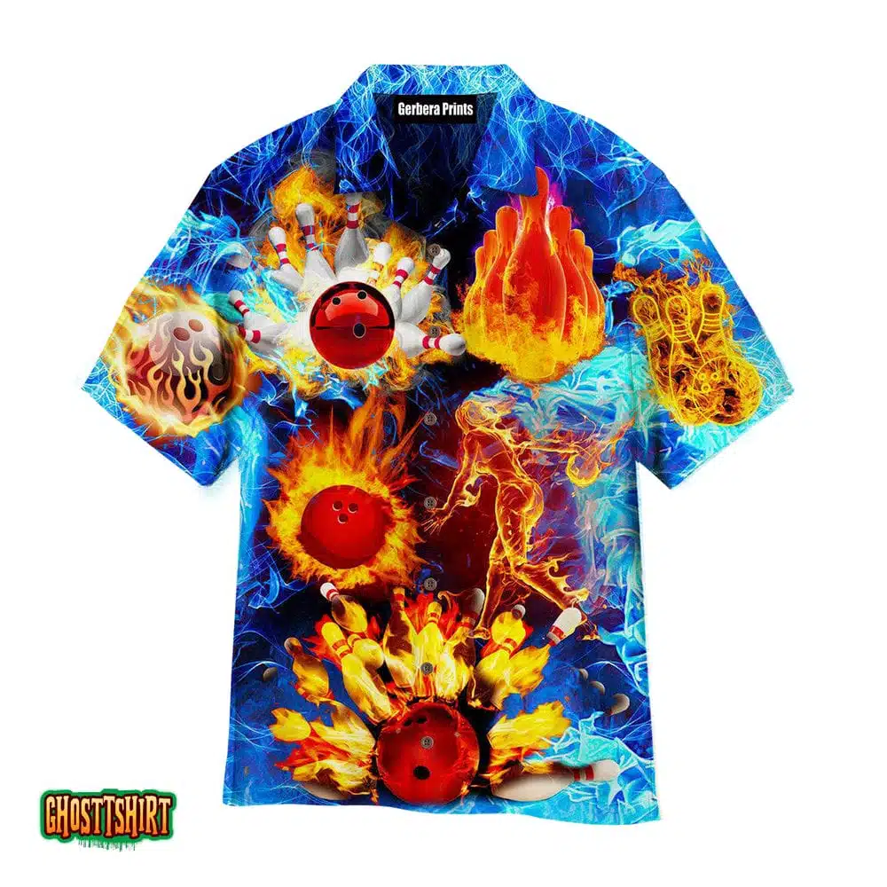 Fiery Bowling Balls Aloha Hawaiian Shirt