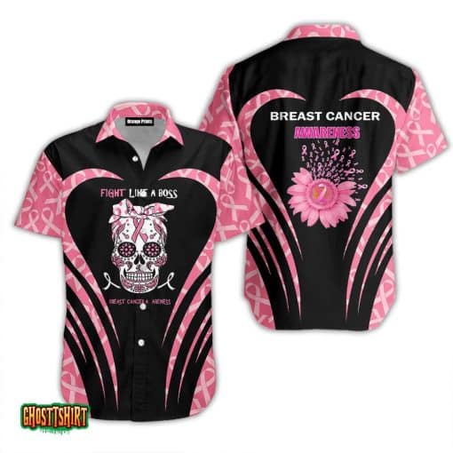 Fight Like A Boss Breast Cancer Black And Pink Aloha Hawaiian Shirt