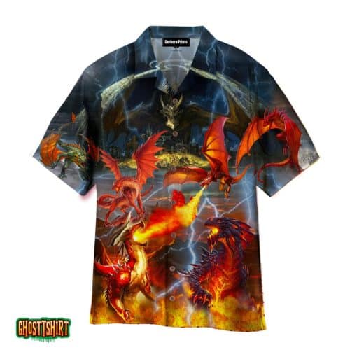 Fire Dragon Fight Color Aloha Hawaiian Shirt