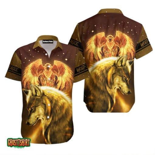 Fire Eagle And Wolf Dog Aloha Hawaiian Shirt