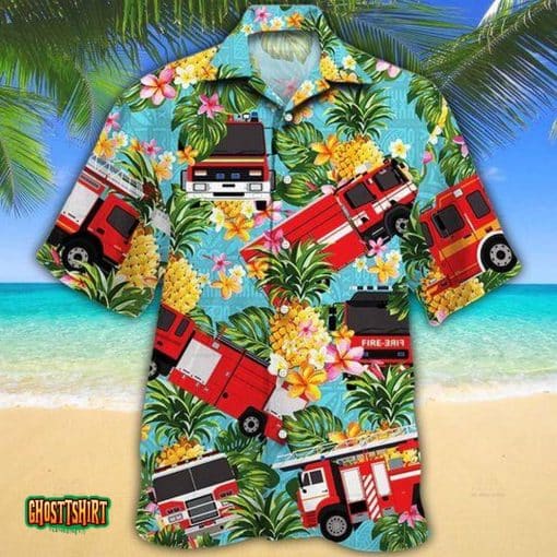 Firefighter Cars Pineapple Aloha Hawaiian Shirt