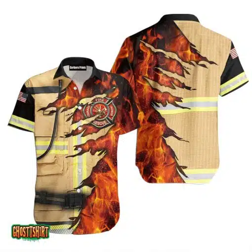 Firefighter Flame Aloha Hawaiian Shirt