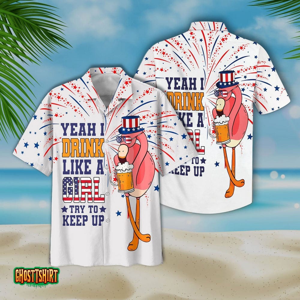 Flamingo And Beer Aloha Hawaiian Shirt