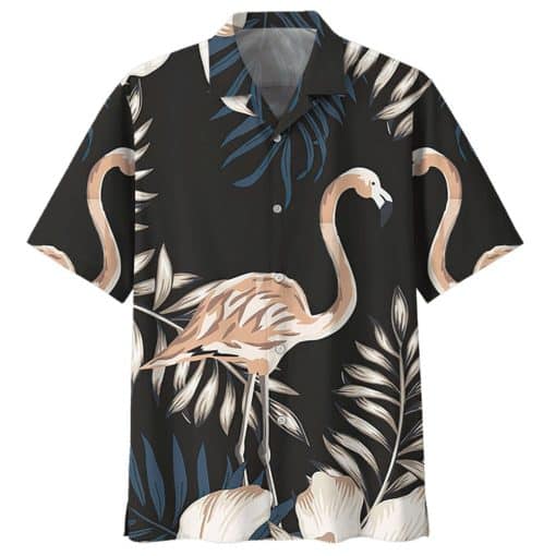 Flamingo Black And White Aloha Hawaiian Shirt